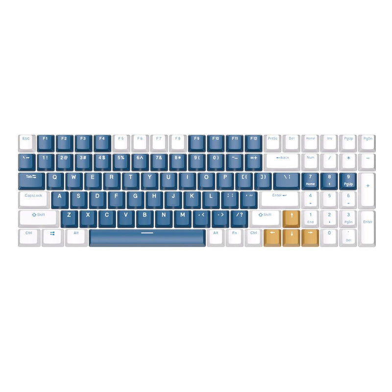 Royal Kludge RK-1103 Double Shot Keycaps (White/Blue/Yellow) 115 Keys - DataBlitz