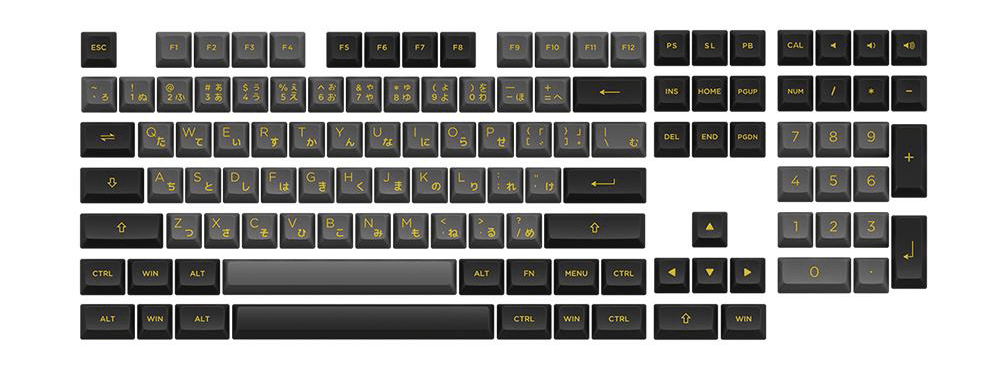 AKKO BLACK & GOLD HIRAGANA VERSION PBT KEYCAPS SET ASA 158 KEYS - DataBlitz