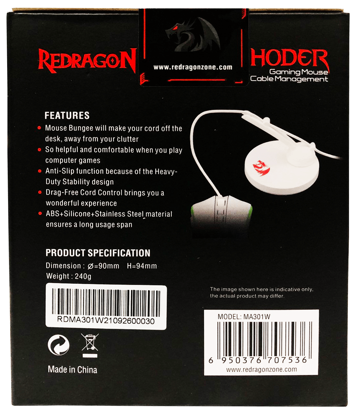 REDRAGON HODER GAMING MOUSE CABLE MANAGEMENT (WHITE) (MA301W) - DataBlitz