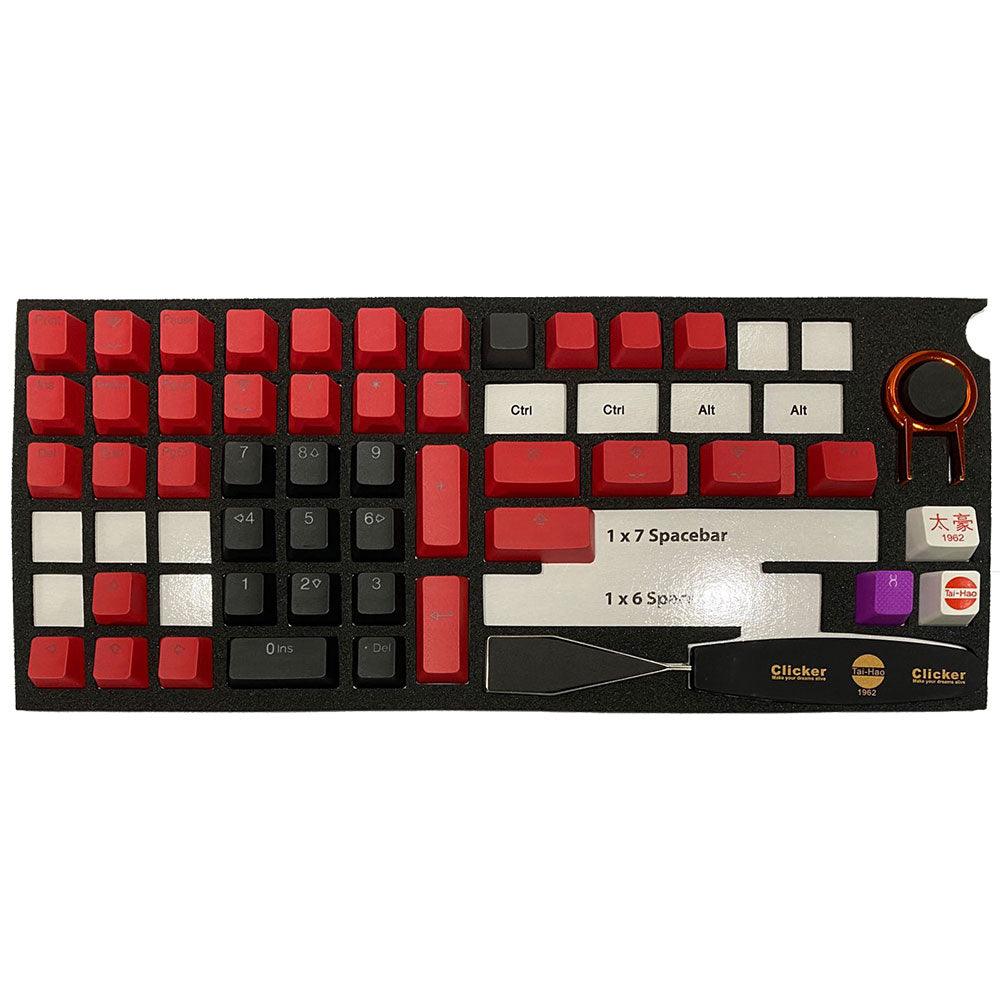 TAIHAO DOUBLE SHOT PBT BACKLIT KEYCAPS SET FOR CHERRY MX SWITCH (117-KEYS) (RED/BLACK) (C22BK203) - DataBlitz