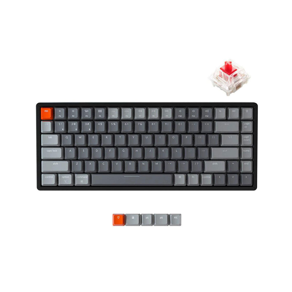 Keychron K2 V2 84-Key RGB Backlight Aluminum Wireless Mechanical Keyboard (Gateron Red Switch) (K2C1)